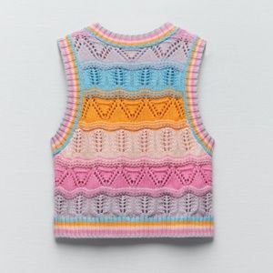 Zara Multicolor Knit Sleeveless Top